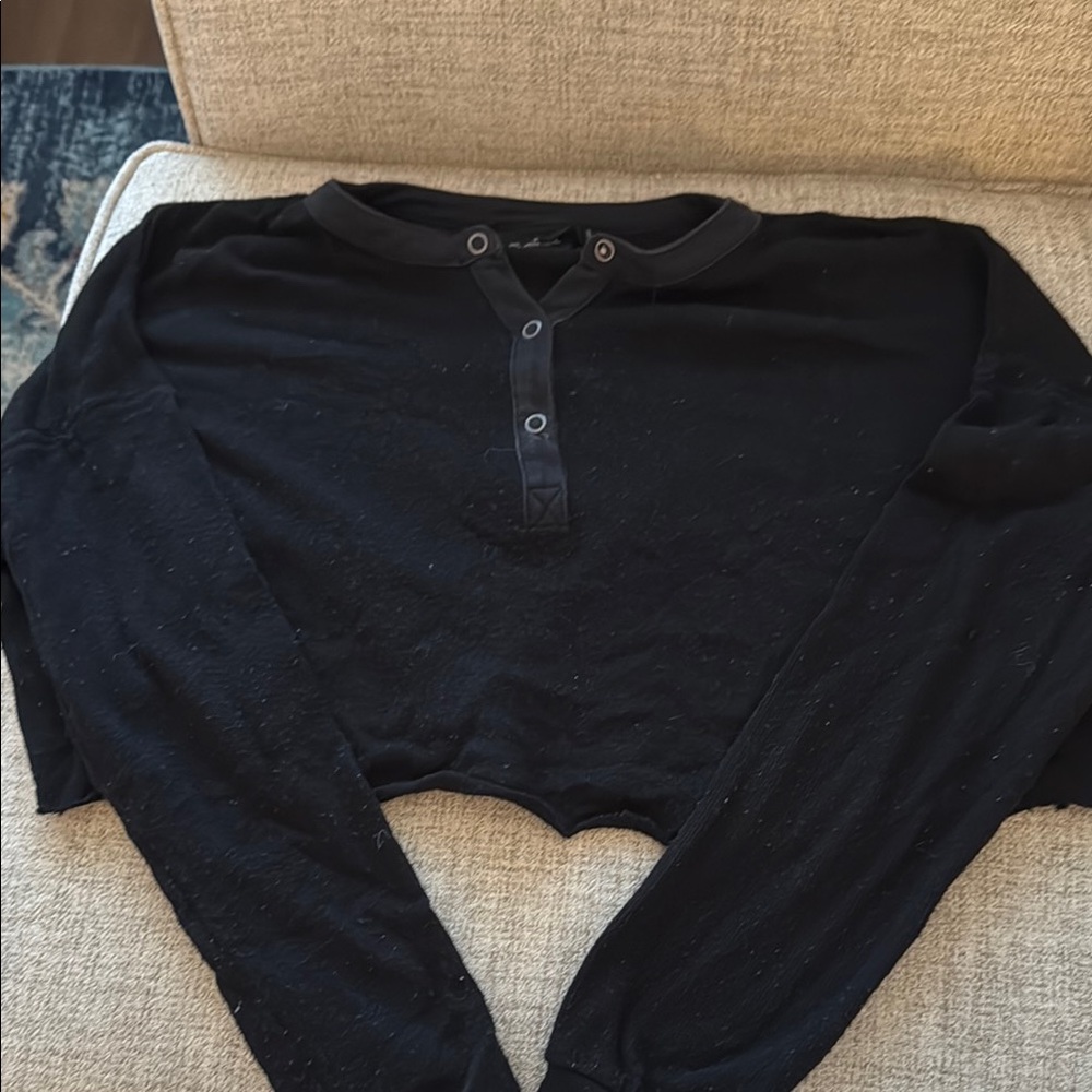 Urban Outfitters Black Cropped Longsleeve top